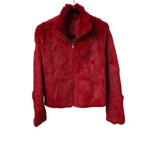 Wilson's Leather Maxima Red Genuine Rabbit Fur Jacket Womens Size Large